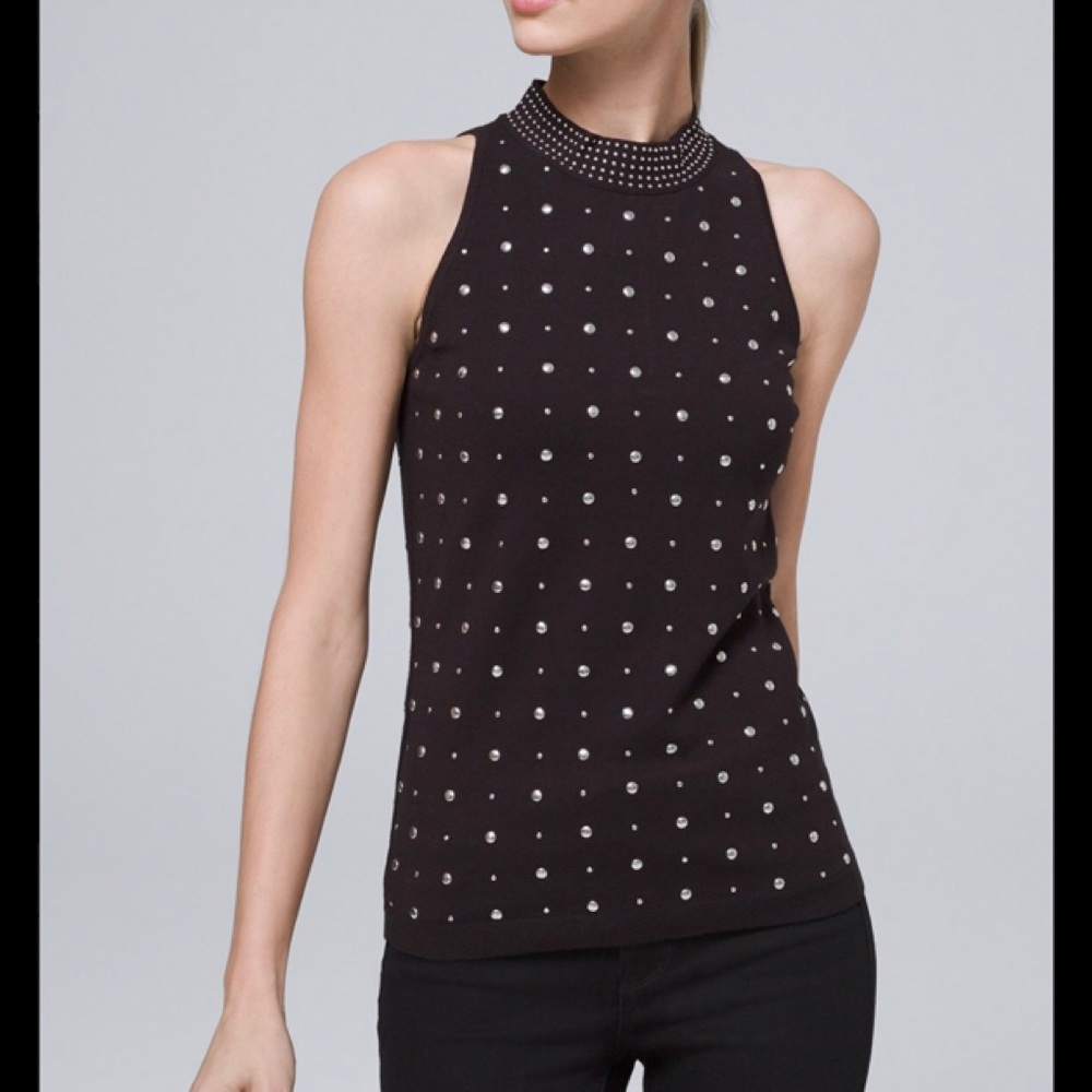 WHBM - Studded Mockneck Sweater in Black